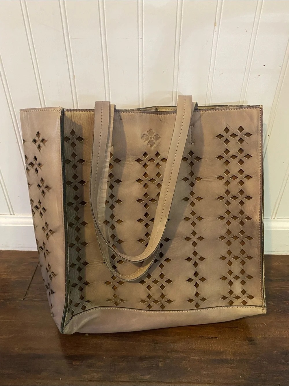 Patricia Nash Taupe Laser-Cut Tote - Picture 2 of 4